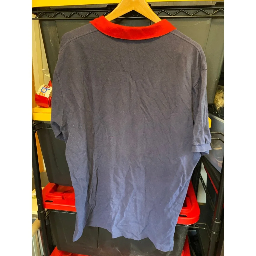 Vintage Ralph Lauren Polo Shirt Contrast Collar XL Navy Blue Red Cotton Preppy